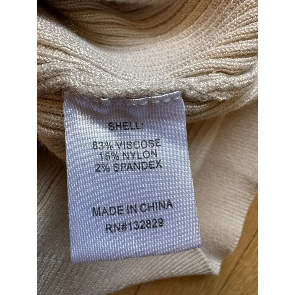 superdown Beige Ribbed Hook and Eye Mockneck Tank Top Sz XS Sleeveless